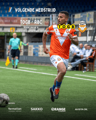 RBC SPEELT ZONDAG TEGEN TOGB